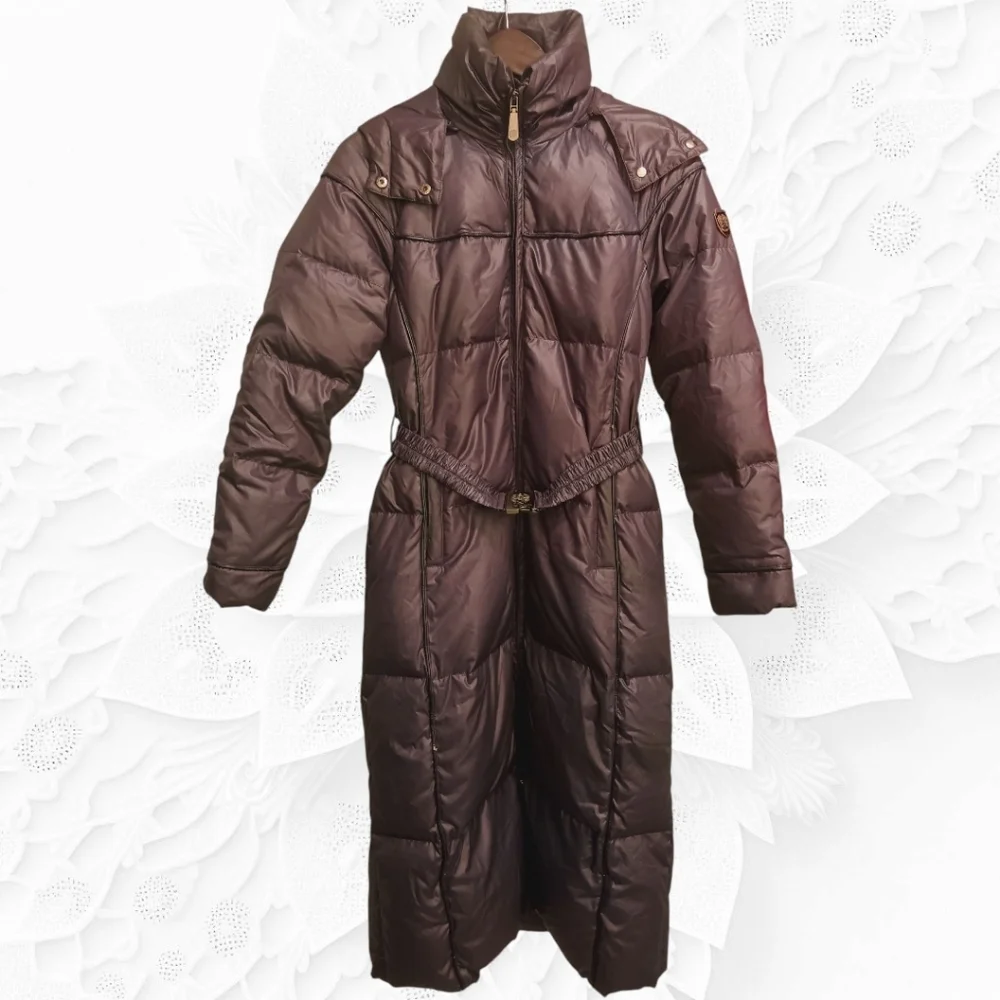 Vince Camuto Purple Long Puffy Coat With Hood & Belt NWOT - Picture 2 of 7
